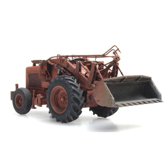 Arti_387.379-Artitec 387.379 Bischoff Polytrac backhoe loader with bucket, orange