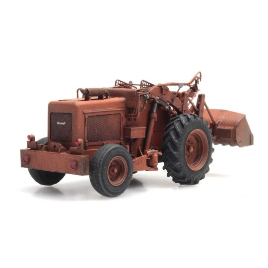 Arti_387.379-Artitec 387.379 Bischoff Polytrac backhoe loader with bucket, orange