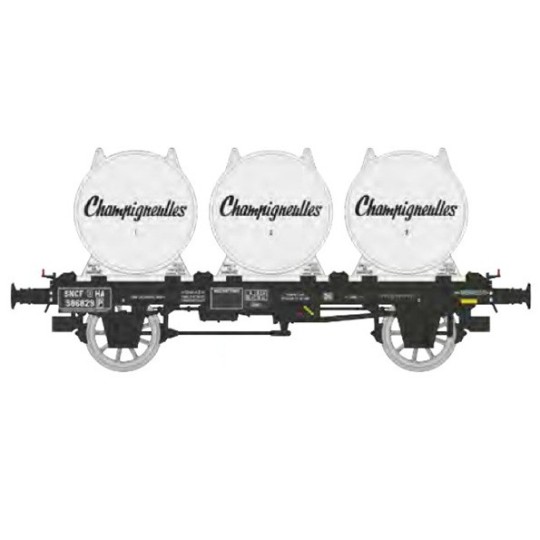 Flat wagon OCEM 19 + 4 beer containers CHAMPIGNEULLES- REE Models -... WB-989-Ree Models WB867 Petroleum Tank Wagon, SNCF, SGHP - WB-989