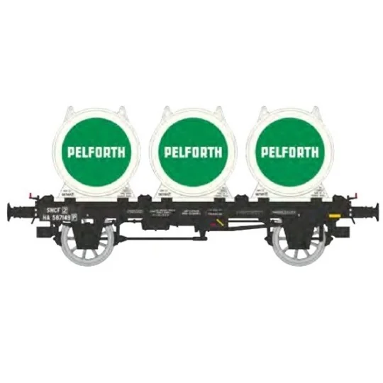 OCEM 19 flat wagon + 4 PELFORTH beer containers - REE Models - WB99... WB-991-OCEM 19 flat wagon + 4 beer containers CHAMPIGNEULLES- REE Modeles - WB990 - HO - WB-991