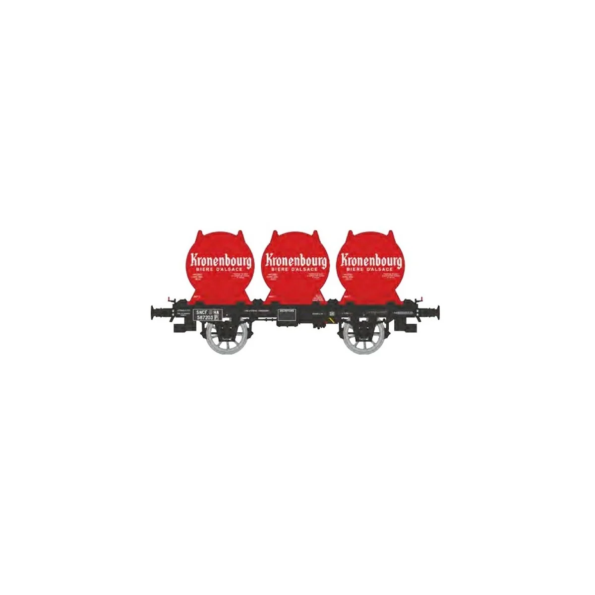 OCEM 19 flat wagon + 4 Kronenbourg beer containers - REE Models - W... OCEM 19 flat wagon + 4 Kronenbourg beer containers - REE Models - W...