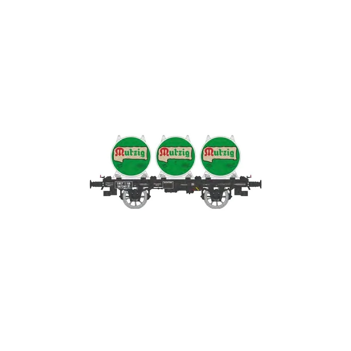 OCEM 19 flat wagon + 4 MUTZIG beer containers - REE Models - WB994 ... OCEM 19 flat wagon + 4 MUTZIG beer containers - REE Models - WB994 ...