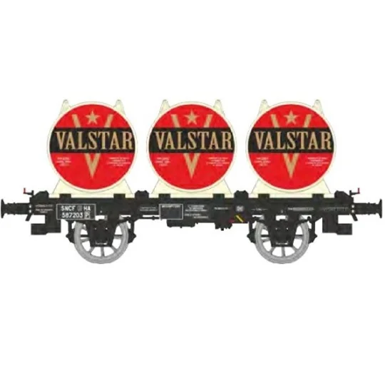 OCEM 19 flat wagon + 4 VALSTAR beer containers - REE Models - WB995... WB-995-OCEM 19 flat wagon + 4 MUTZIG beer containers - REE Models - WB994 - HO - WB-995