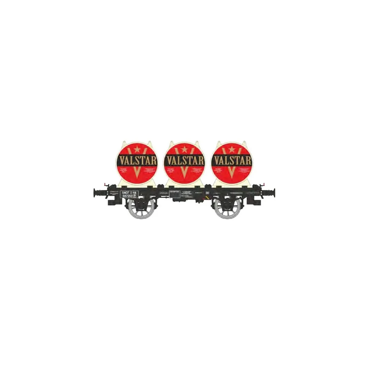 OCEM 19 flat wagon + 4 VALSTAR beer containers - REE Models - WB995... OCEM 19 flat wagon + 4 VALSTAR beer containers - REE Models - WB995...