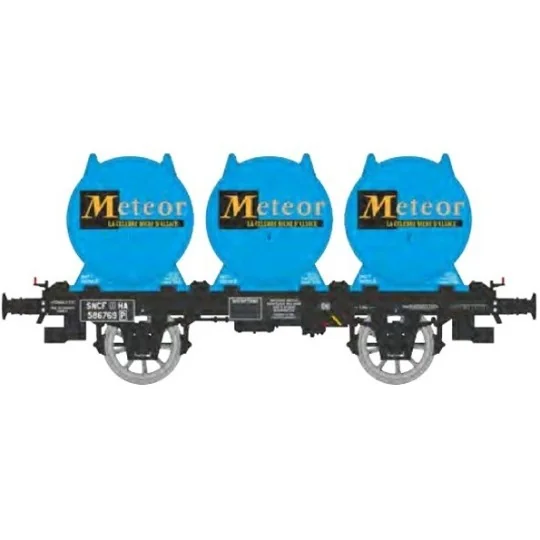 OCEM 19 flat wagon + 4 METEOR beer containers - REE Models - WB996 ... WB-996-OCEM 19 flat wagon + 4 Kronenbourg beer containers - REE Models - WB992 - HO - WB-996