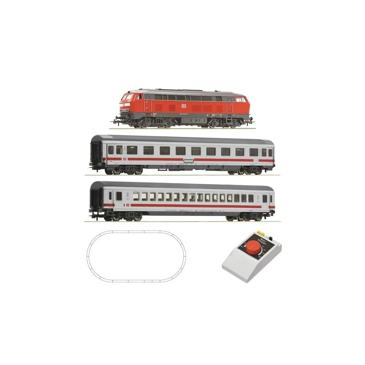 Analog starter set BR 218 + passenger train - Roco 5100017, HO 1/87