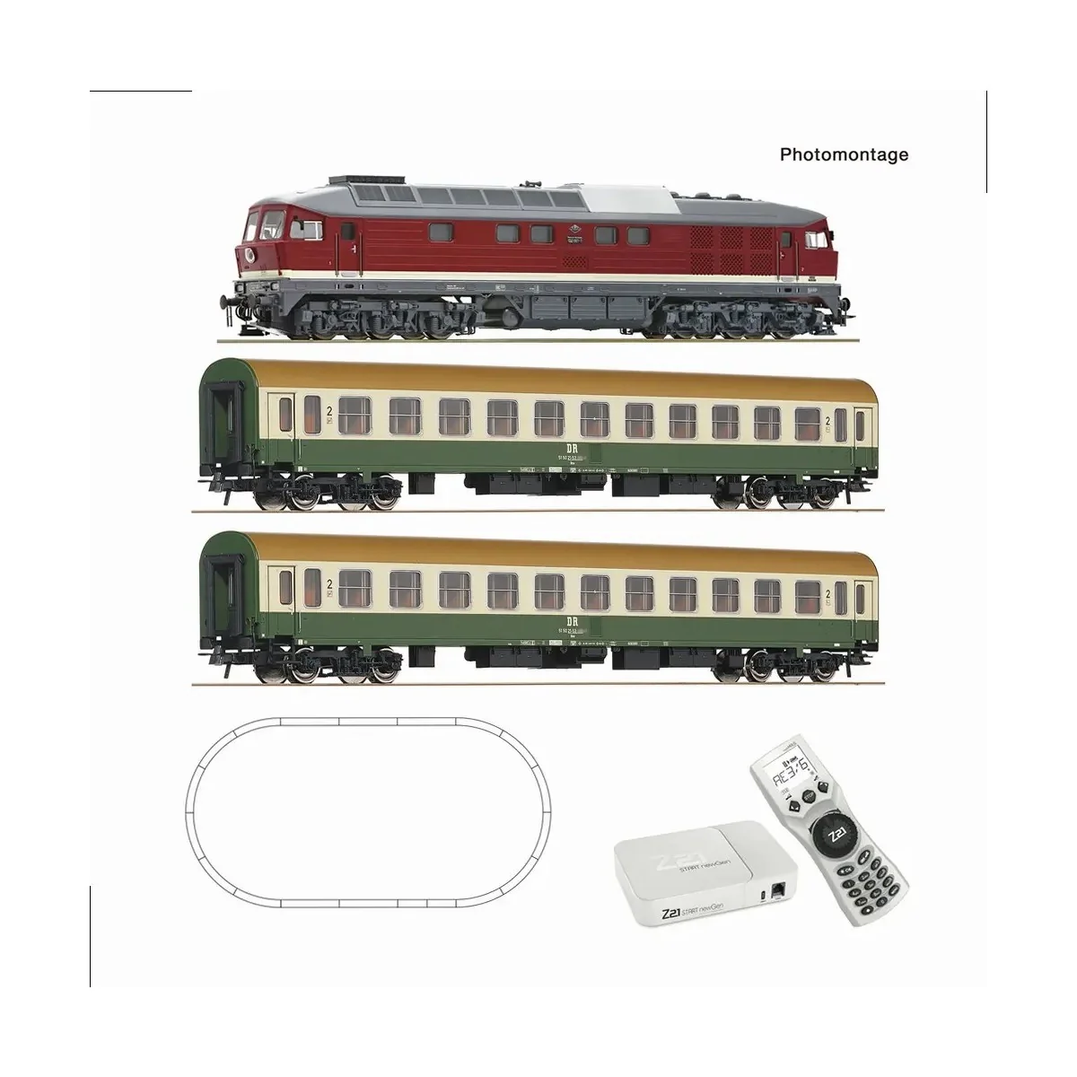 Roco BR 132 diesel locomotive starter set + 2 Halberstadt coaches, ...