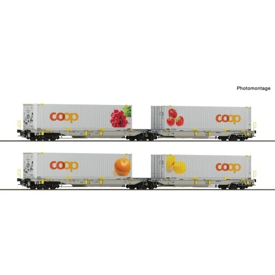 Roco RailCare COOP T2000 Double Pocket Articulated Wagon Set - 6600... ROCO_6600323-Roco RailCare T2000 Double Pocket Articulated Wagon Set - 6600323, H0 1/87 - ROCO_6600323