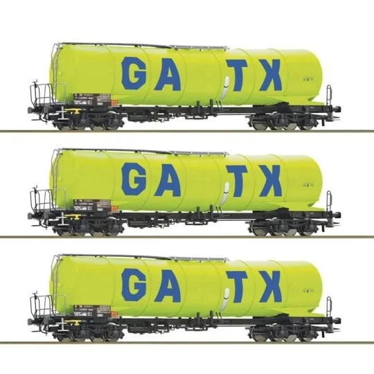 ROCO_6600277-Set de 3 wagons-citernes Zacns GATX - Roco 6600277, H0 1/87