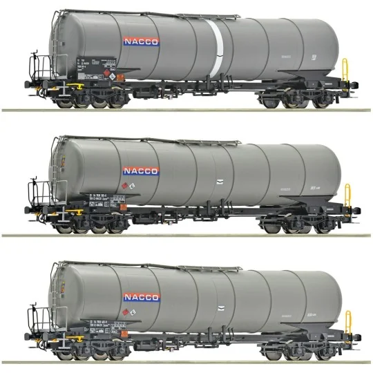 ROCO_6600197-Set de 3 wagons-citernes Zacns NACCO - Roco 6600197, H0 1/87