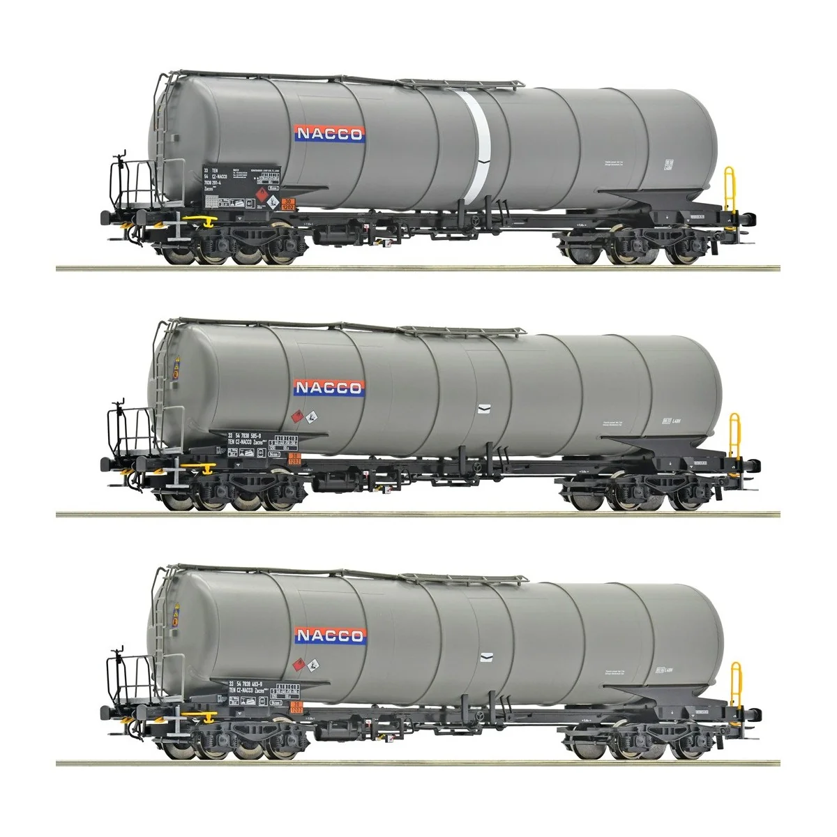 Set of 3 Zacns NACCO tank wagons - Roco 6600197, H0 1/87