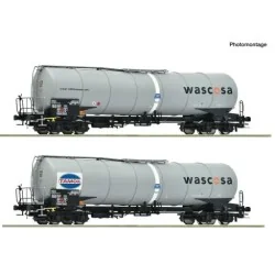 Set of 2 Zacns tank cars with Wascosa/Tamoil bogies - Roco 6600232,...