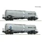 Set of 2 Zacns tank cars with Wascosa/Tamoil bogies - Roco 6600232,... ROCO_ 6600232-Set of 2 Zacns Wascosa/Tamoil tank wagons - Roco, H0 1/87 - ROCO_ 6600232