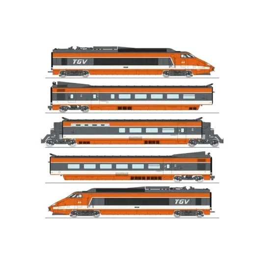 TGV-008-Ree Modeles TGV001 Set de 5 éléments TGV PSE Rame Origine N°69, SNCF