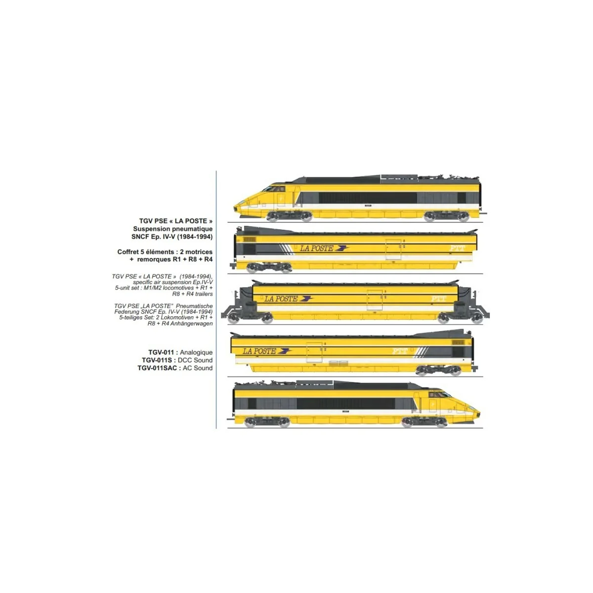 Coffret TGV PSE « La Poste », 5 éléments - REE TGV011, HO 1/87