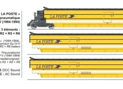 Coffret 3 remorques complémentaires TGV PSE « La Poste » SNCF - REE...