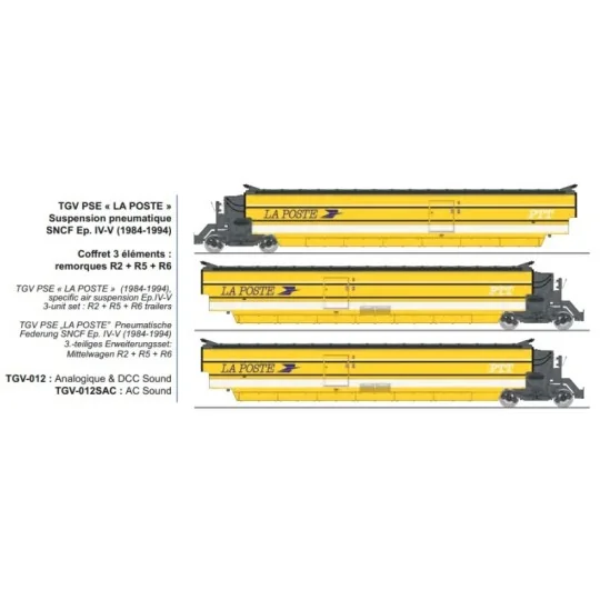 TGV-012-SNCF TGV PSE 3-car trailer set, trainset no. 112, SBB, R2, R5, R6 - REE Modèles TGV009, HO 1/87