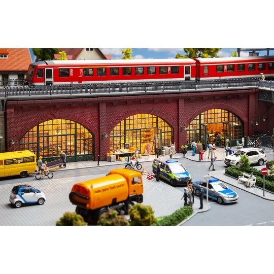 Faller_120571-Faller 120571 Model Kit, Arcades with shops and interior fittings