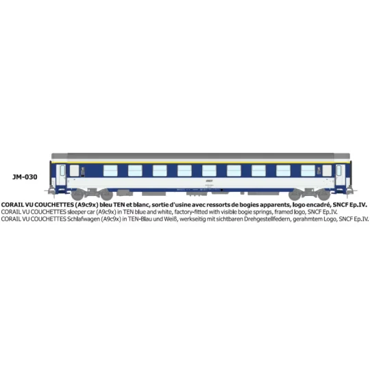 JM-030-CORAIL A9c9x sleeper car, framed logo - HO - REE JM030