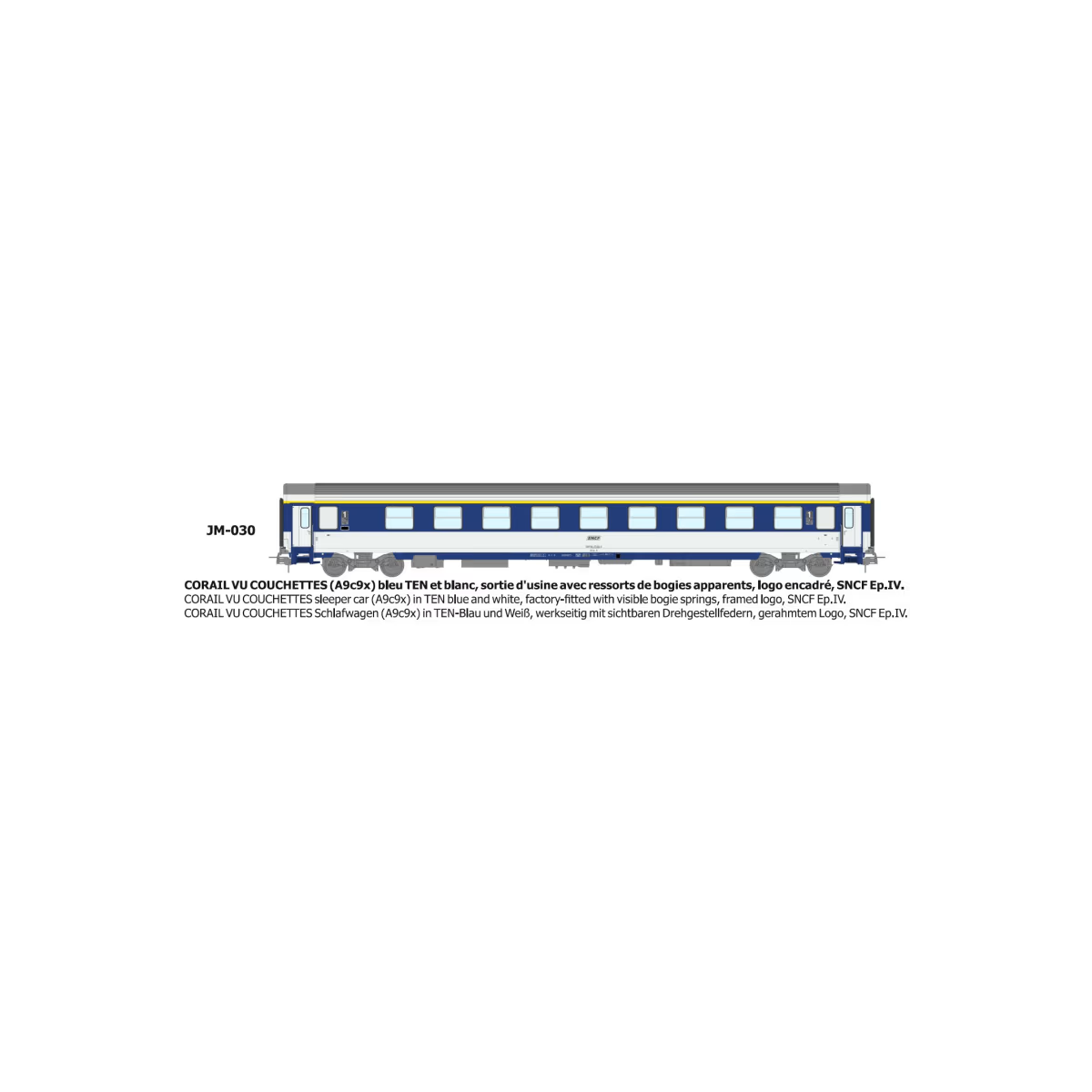 CORAIL A9c9x sleeper car, framed logo - HO - REE JM030 CORAIL A9c9x sleeper car, framed logo - HO - REE JM030