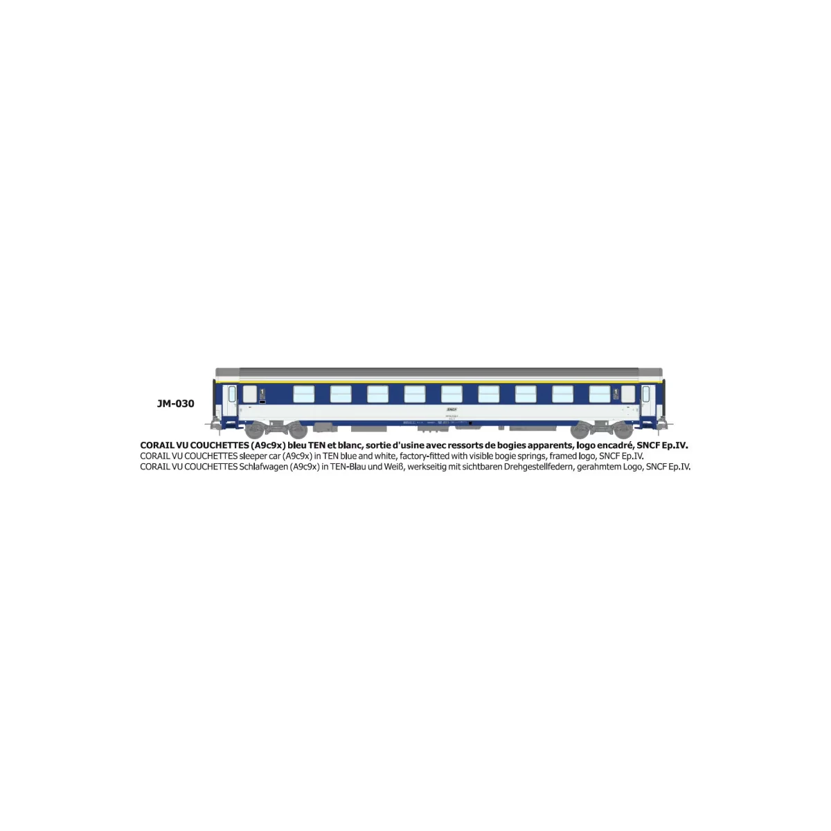 Voiture VU couchettes CORAIL A9c9x, logo encadré - HO - REE JM030 Voiture VU couchettes CORAIL A9c9x, logo encadré - HO - REE JM030