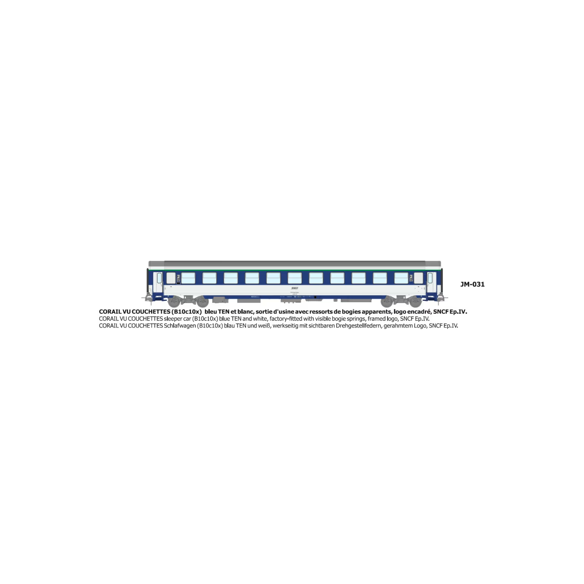 CORAIL B10c10x sleeper car, framed logo - HO - REE JM031 CORAIL B10c10x sleeper car, framed logo - HO - REE JM031