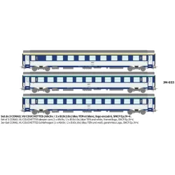 Set de 3 voitures CORAIL VU couchettes A9c9x + 2x B10c10x bleu TEN ...