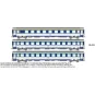 Set de 3 voitures CORAIL VU couchettes A9c9x + 2x B10c10x bleu TEN ... JM-033-Set de 3 voitures CORAIL VU couchettes A9c9x + 2x B10c10x bleu TEN blanc SNCF - HO - REE JM033