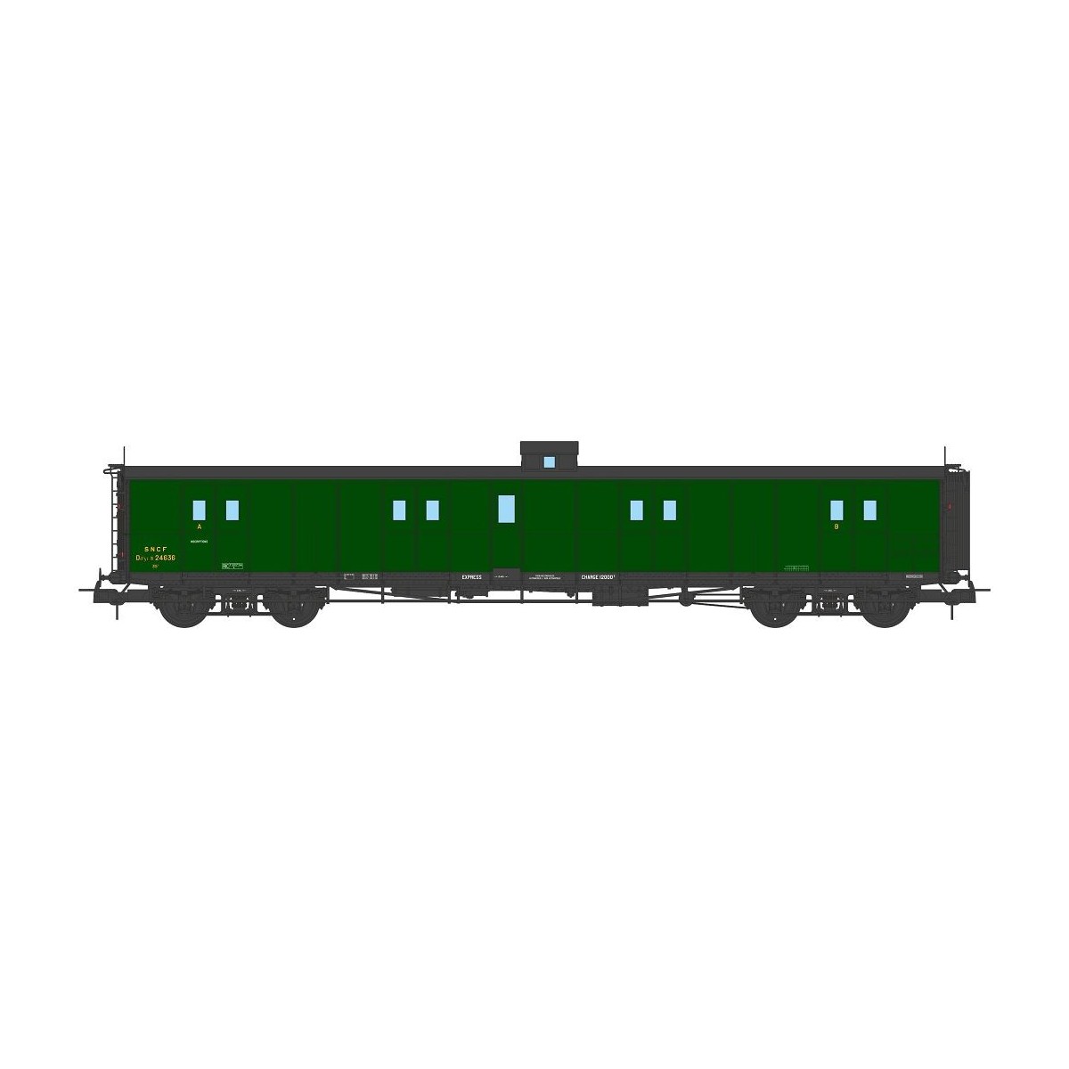 Ree Modeles VB347 Bogie van, ex-PLM, PLM green, lookout and ladder,...