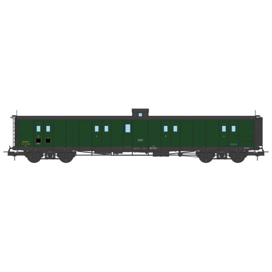 VB-348-Ree Modeles VB348 Bogie van, ex-PLM, green 306, lookout and ladder, SNCF