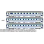 JM-037-Set de 3 voitures CORAIL VU couchettes A9c9x + 2x B10c10x, logo nouille - REE JM037 - HO