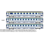 JM-037-Set of 3 CORAIL VU sleeping cars A9c9x + 2x B10c10x blue TEN white SNCF - HO - REE JM033