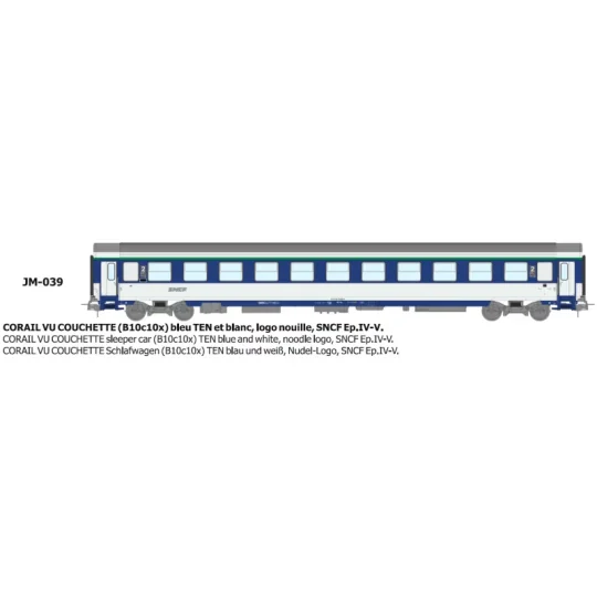 CORAIL B10c10x sleeper car, noodle logo - HO - REE JM039 JM-039-CORAIL B10c10x sleeper car, noodle logo - HO - REE JM039