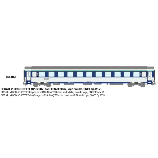 CORAIL B10c10x sleeper car, noodle logo - HO - REE JM040 JM-040-CORAIL B10c10x sleeper car, noodle logo - HO - REE JM040
