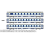 JM-041-Set de 3 voitures CORAIL VU couchettes A9c9x + 2x B10c10x, logo nouille - REE JM037 - HO