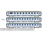 Set de 3 voitures CORAIL VU couchettes A9c9x + 2x B10c10x, logo cas... JM-041-Set de 3 voitures CORAIL VU couchettes A9c9x + 2x B10c10x, logo casquette - REE JM041 - HO
