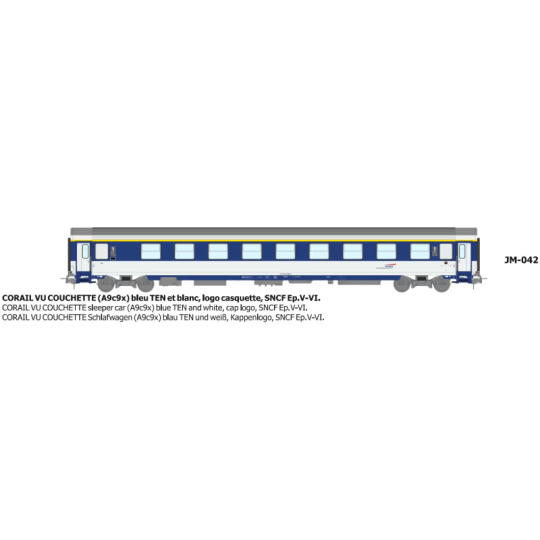 JM-042-CORAIL A9c9x sleeper van, noodle logo - HO - REE JM038