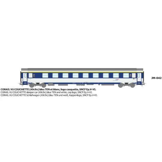 CORAIL A9c9x sleeper van, cap logo - HO - REE JM042 JM-042-CORAIL A9c9x sleeper van, cap logo - HO - REE JM042
