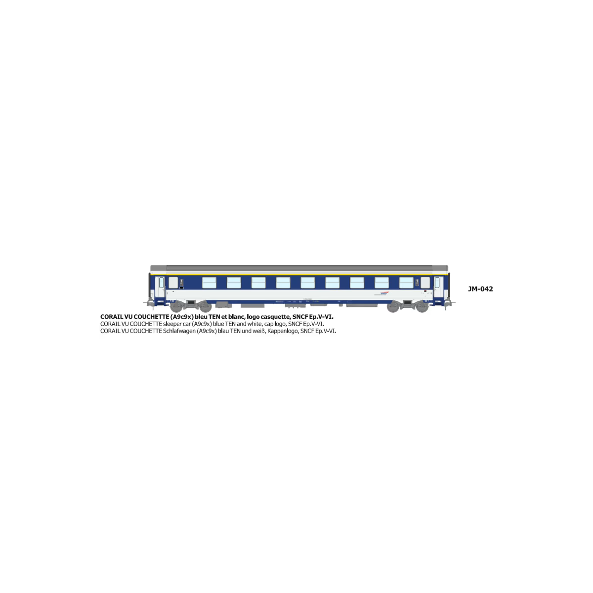 CORAIL A9c9x sleeper van, cap logo - HO - REE JM042