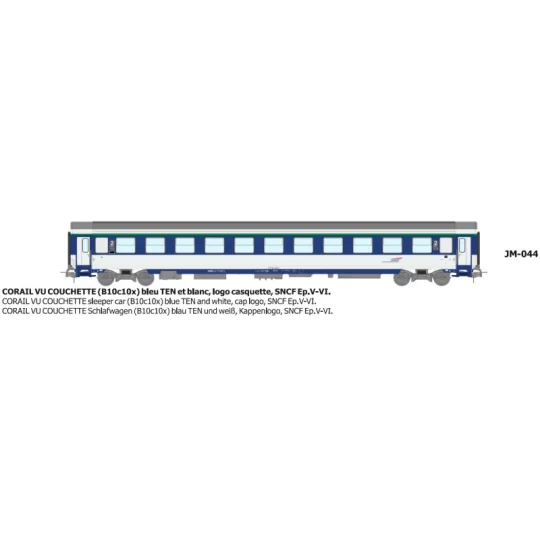 CORAIL B10c10x sleeper van, cap logo - HO - REE JM044 JM-044-CORAIL B10c10x sleeper van, cap logo - HO - REE JM044