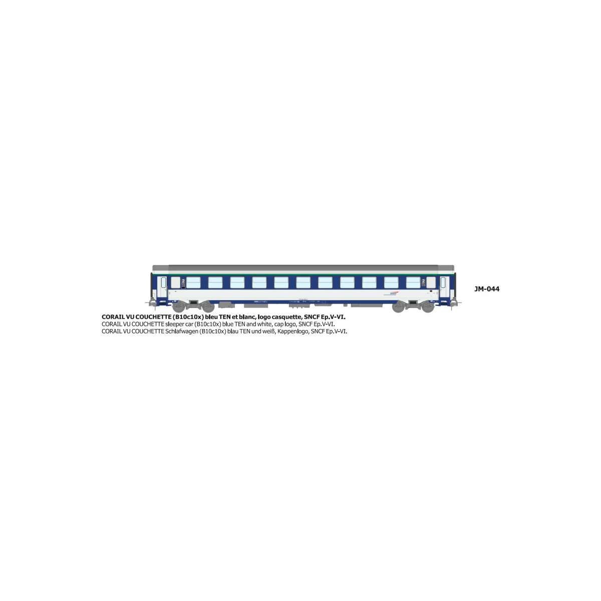 CORAIL B10c10x sleeper van, cap logo - HO - REE JM044