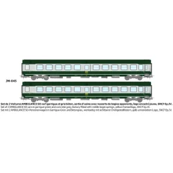 Set of 2 green/grey ambulance cars with yellow framed logo - REE JM...
