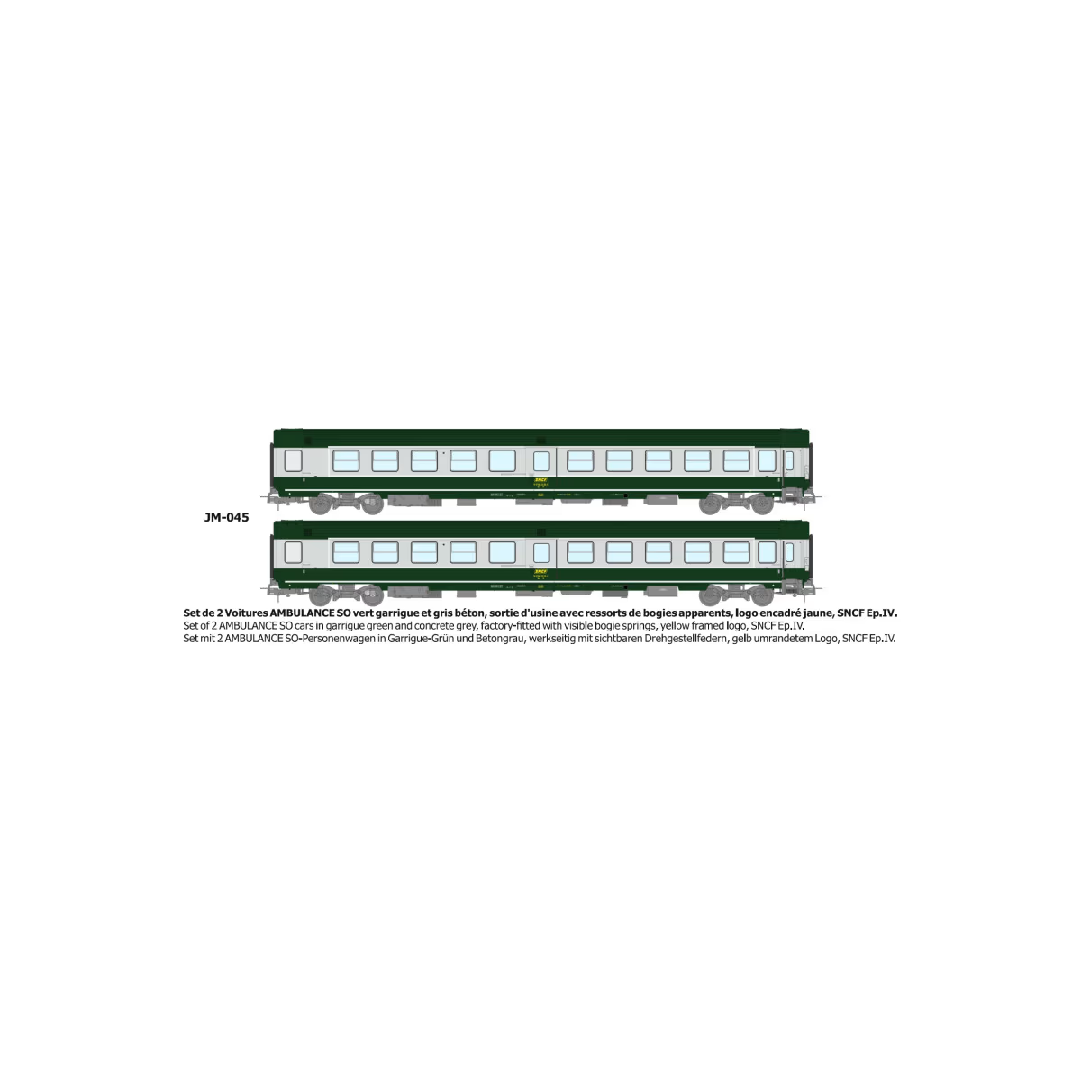 Set of 2 green/grey ambulance cars with yellow framed logo - REE JM... Set of 2 green/grey ambulance cars with yellow framed logo - REE JM...