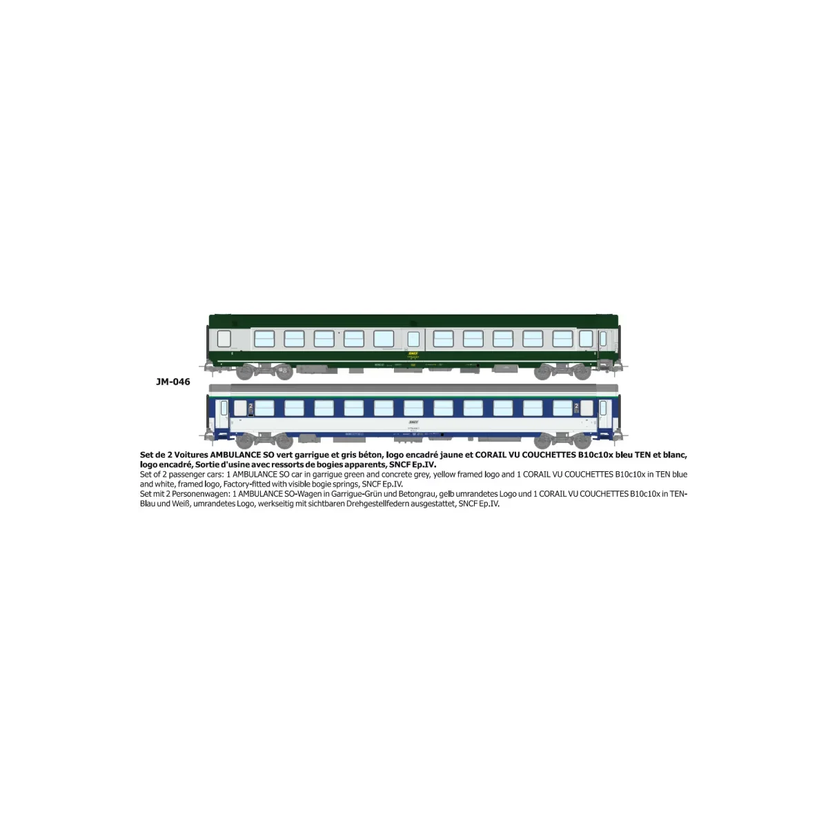 Set de 2 voitures AMBULANCE vert/gris et VU Couchette B10c10, logo ... Set de 2 voitures AMBULANCE vert/gris et VU Couchette B10c10, logo ...