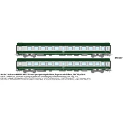 Set of 2 green/grey ambulance cars with white framed logo - REE JM0...
