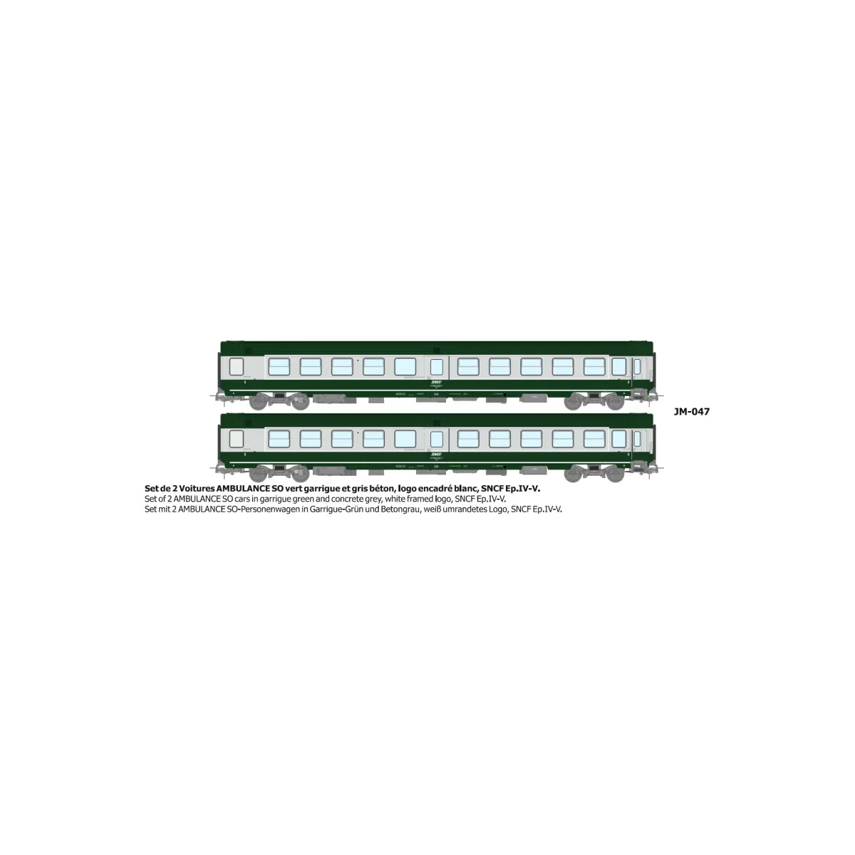 Set of 2 green/grey ambulance cars with white framed logo - REE JM0...