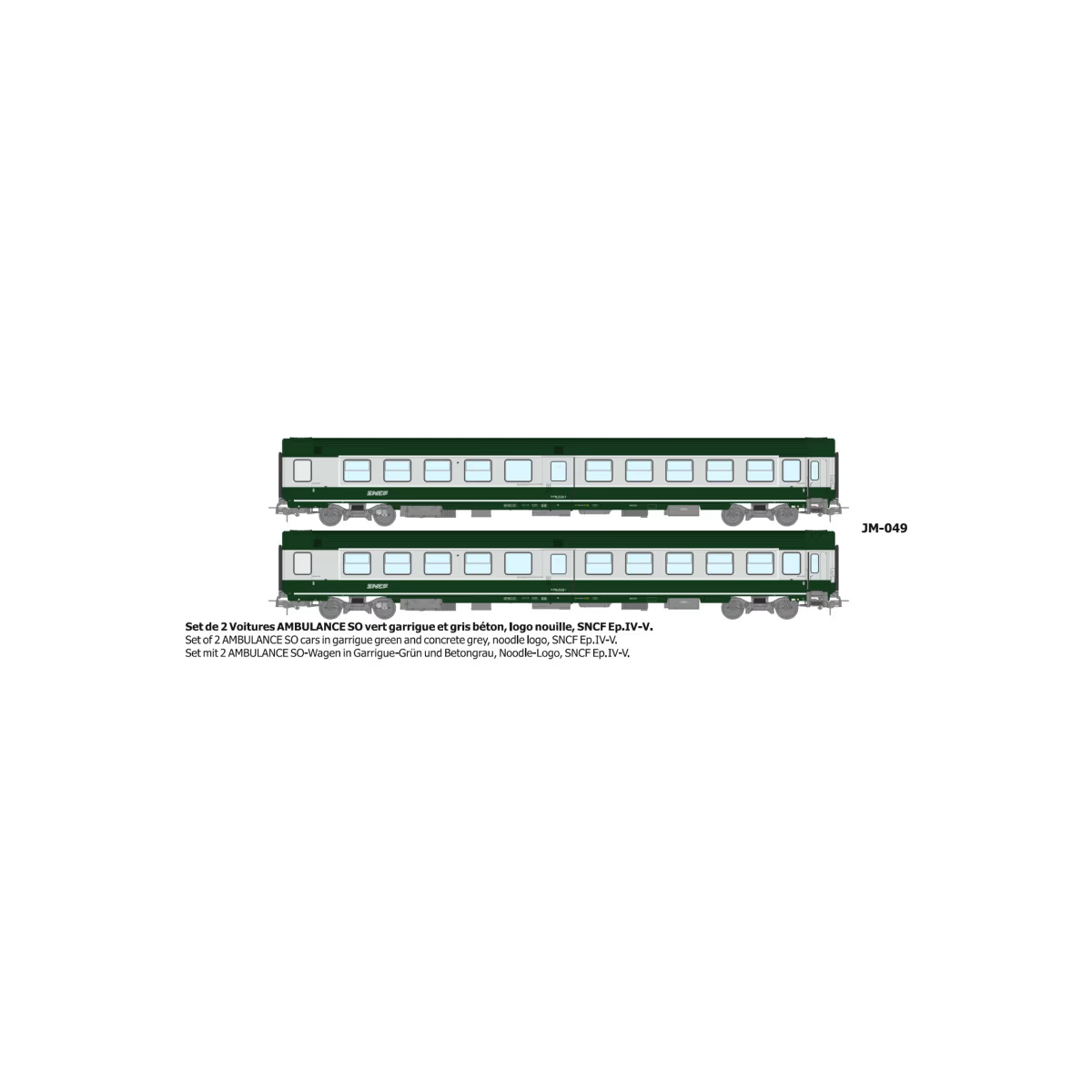 Set of 2 green/grey ambulance cars, "noodle" logo - REE JM049 - HO ... Set of 2 green/grey ambulance cars, "noodle" logo - REE JM049 - HO ...