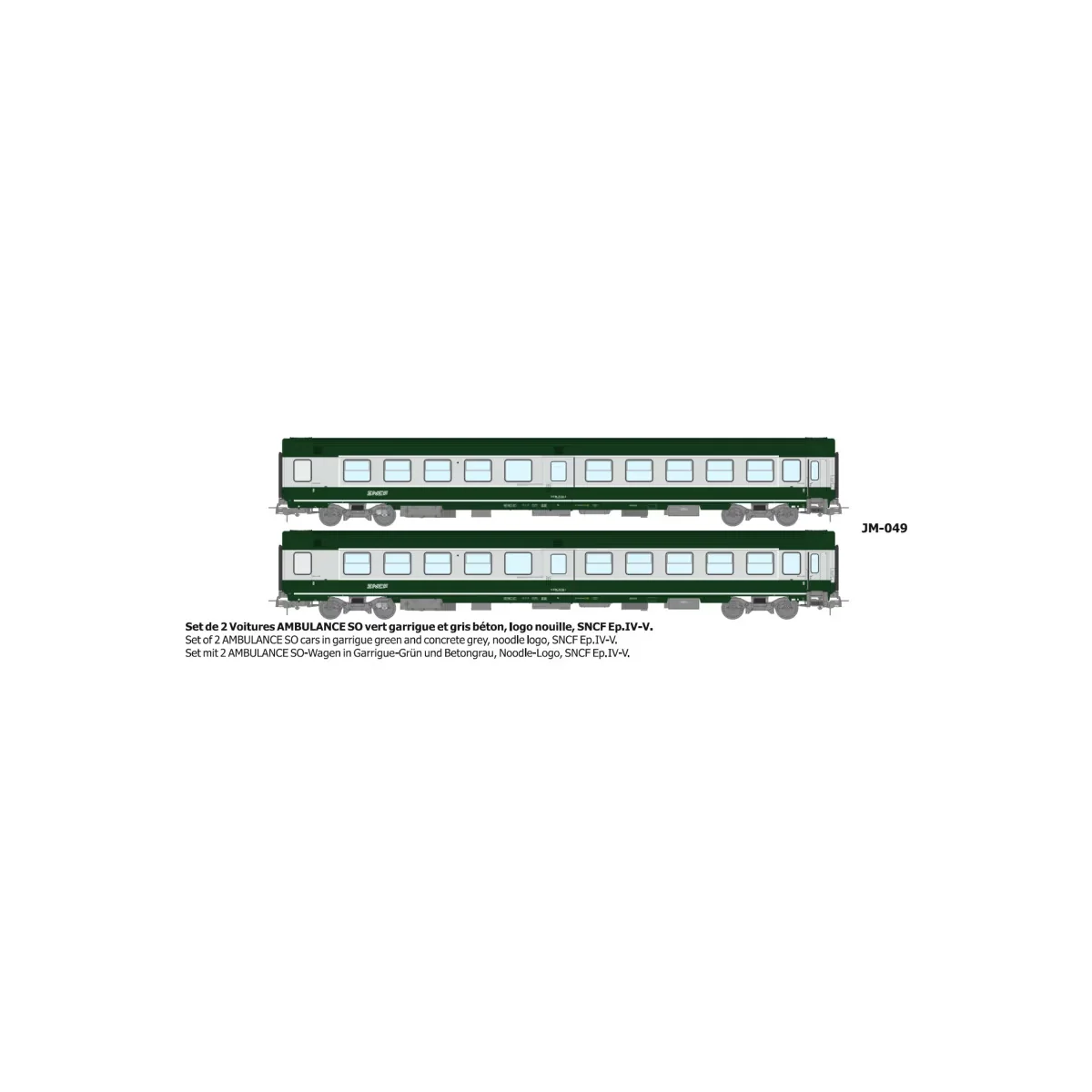 Set of 2 green/grey ambulance cars, "noodle" logo - REE JM049 - HO ... Set of 2 green/grey ambulance cars, "noodle" logo - REE JM049 - HO ...