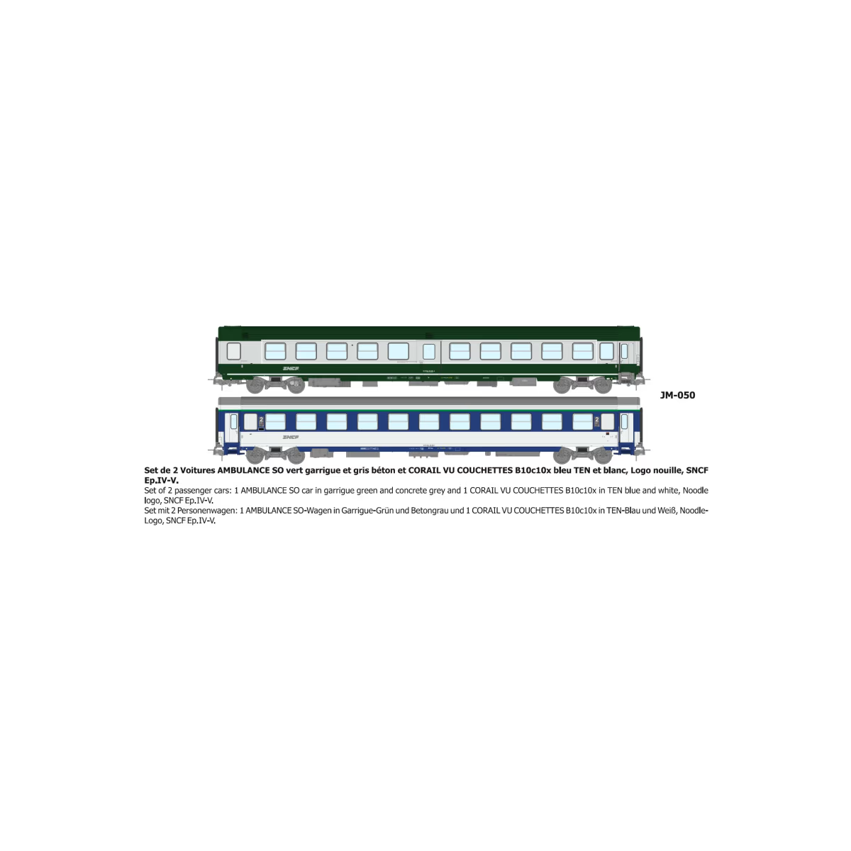 Set of 2 green/grey ambulance and B10c10 sleeper van vehicles, with... Set of 2 green/grey ambulance and B10c10 sleeper van vehicles, with...