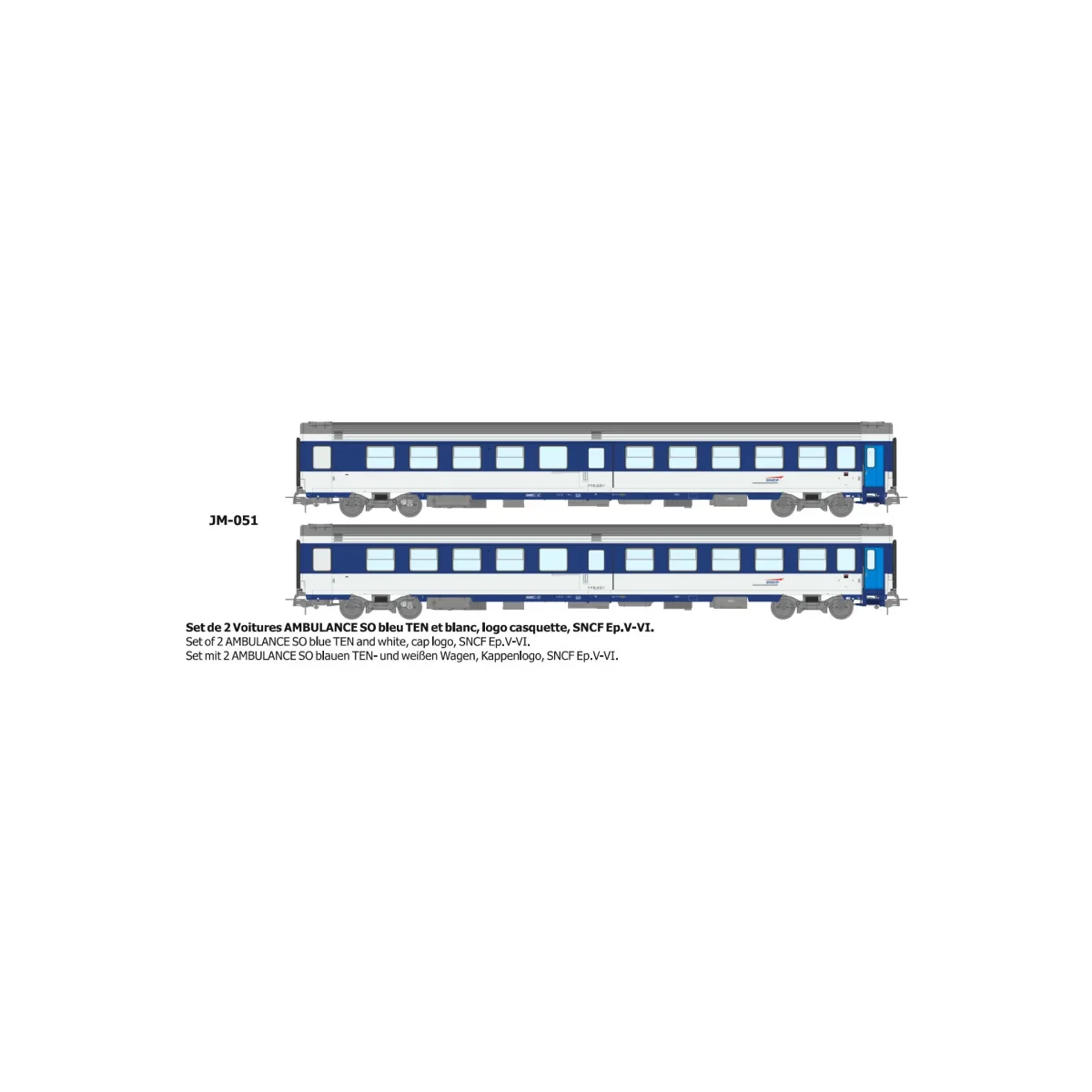Set de 2 voitures AMBULANCE bleu, logo casquette - REE JM051 - HO 1/87 Set de 2 voitures AMBULANCE bleu, logo casquette - REE JM051 - HO 1/87